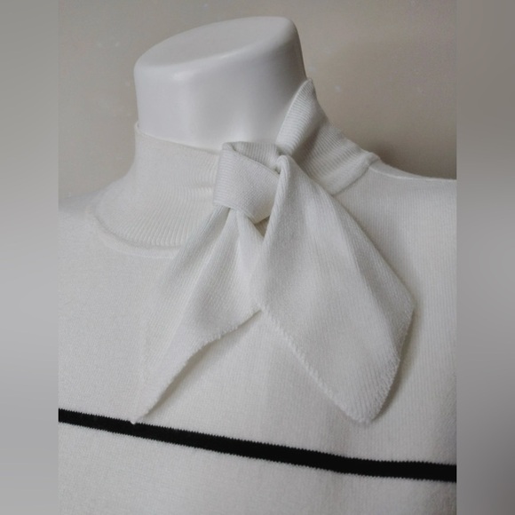 Laundry by Shelli Segal Striped Sleeveless Tie Neck Sweater Top Medium - Picture 6 of 12